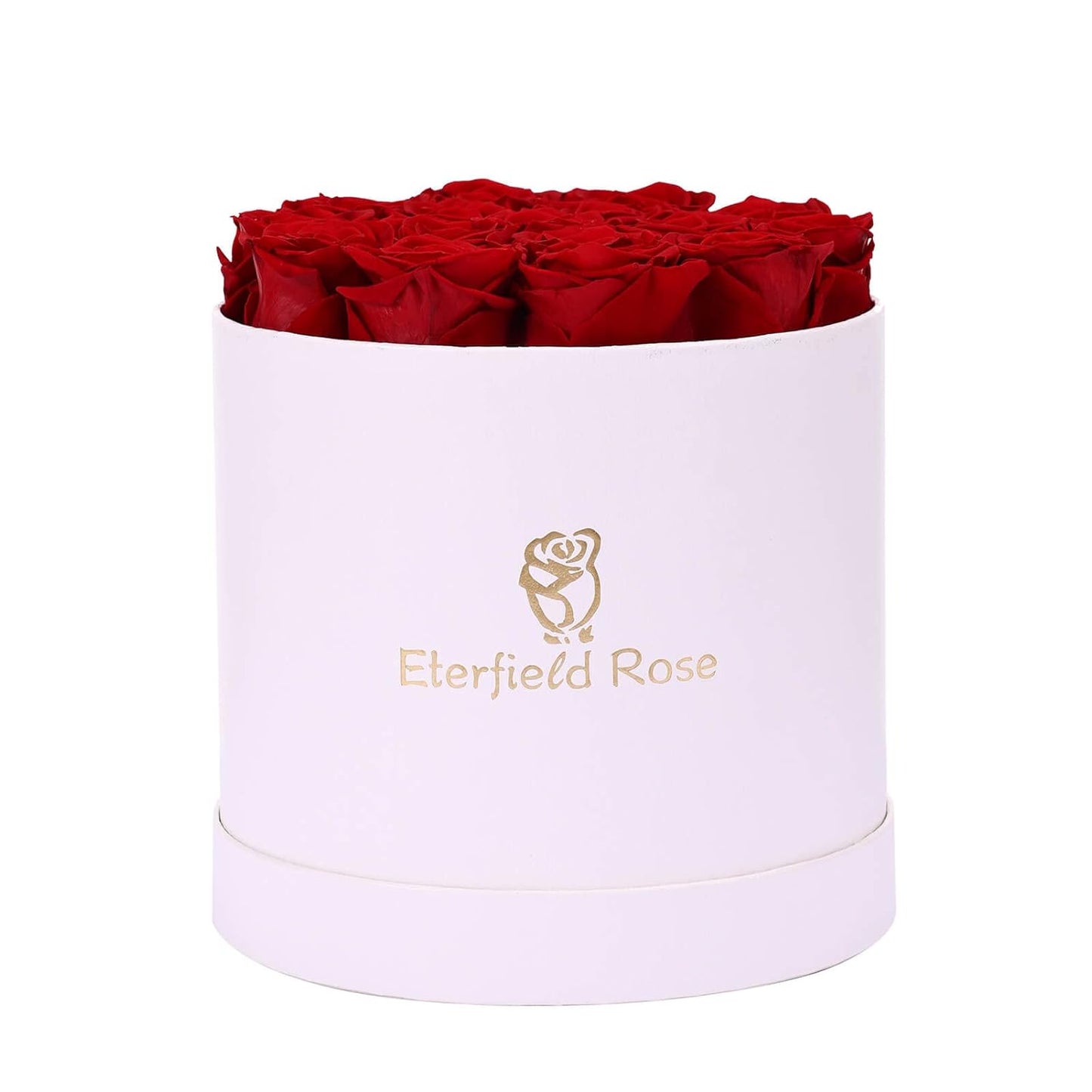 16-Piece Forever Flowers Preserved Rose in a Box Real Roses That Last a Year Preserved Flowers for Delivery Prime Mothers Day Valentines Day Christmas Day (Red Roses, round White Box)